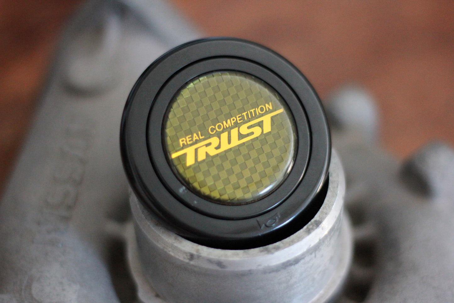 Genuine Vintage Trust Horn Button - Black / Gold