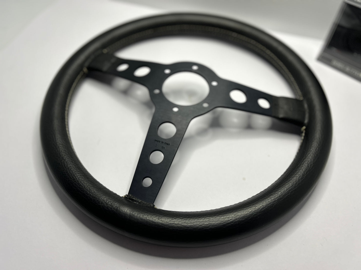 Momo Prototipo Leather Steering Wheel 350mm - Black /White Stitch