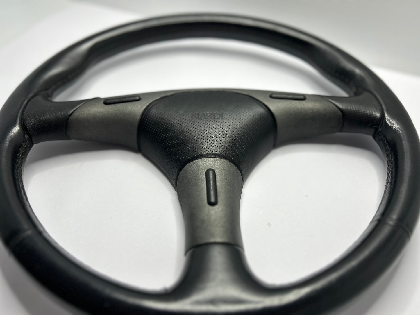 Genuine Nardi Evolution 3 Spoke Leather Steering Wheel 365mm - Black/Grey
