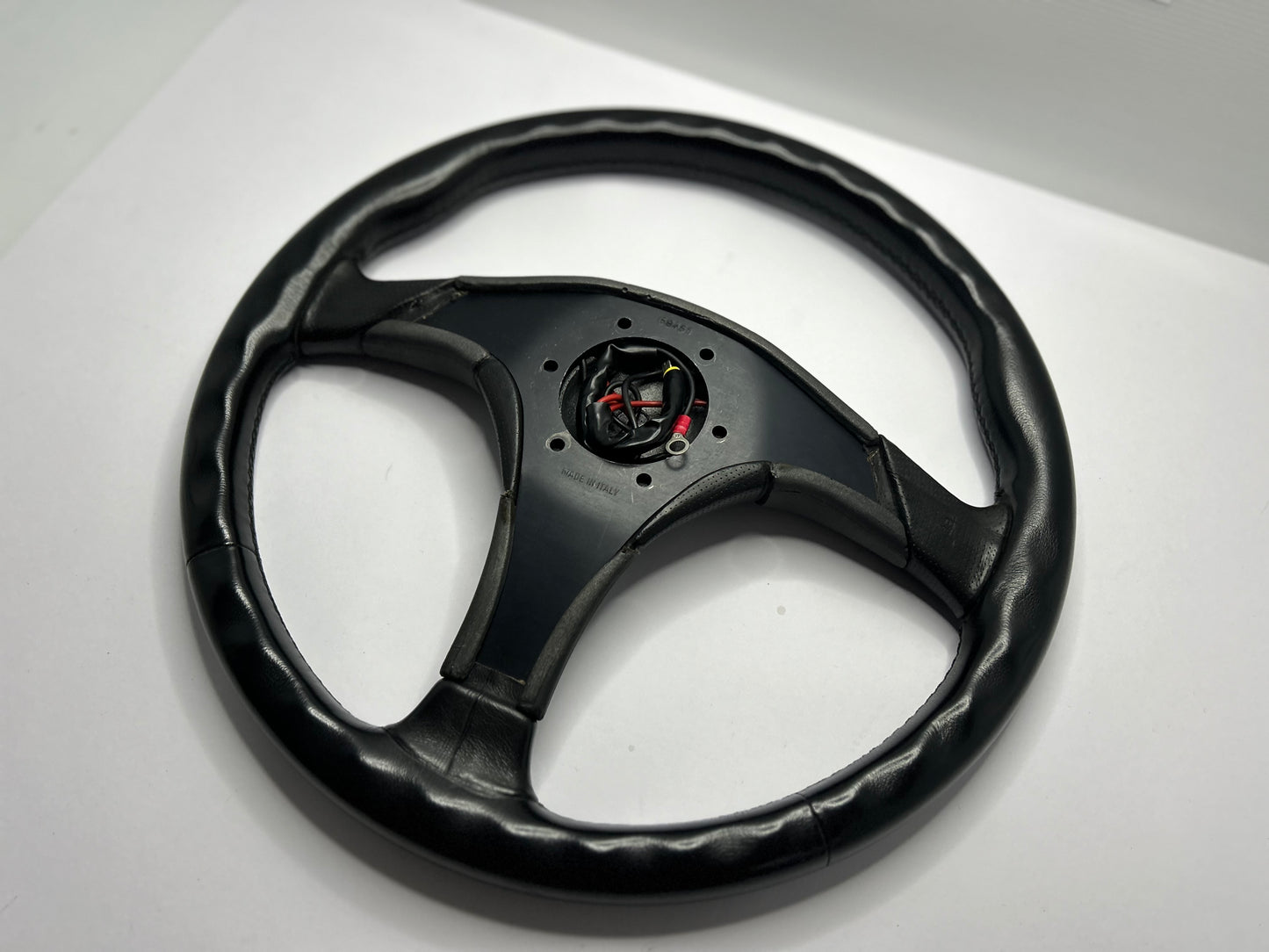 Genuine Nardi Evolution 3 Spoke Leather Steering Wheel 365mm - Black/Grey