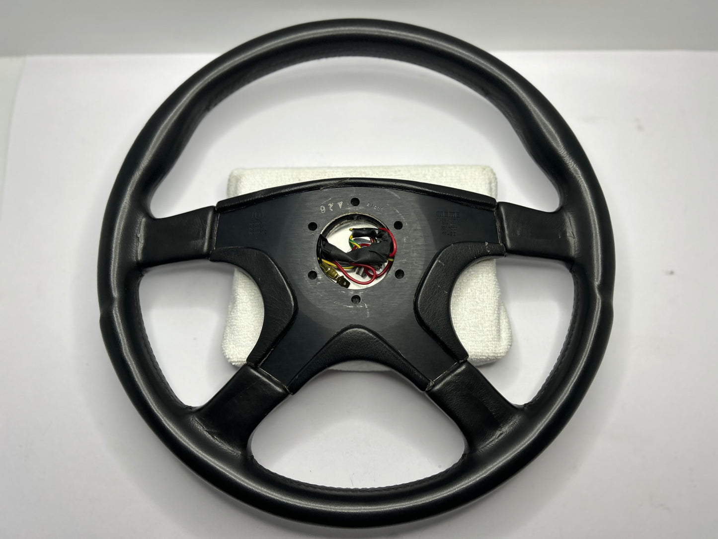 VN SS Group A Style Steering Wheel 380mm Momo Ghibli 4 Spoke - Black Stitch