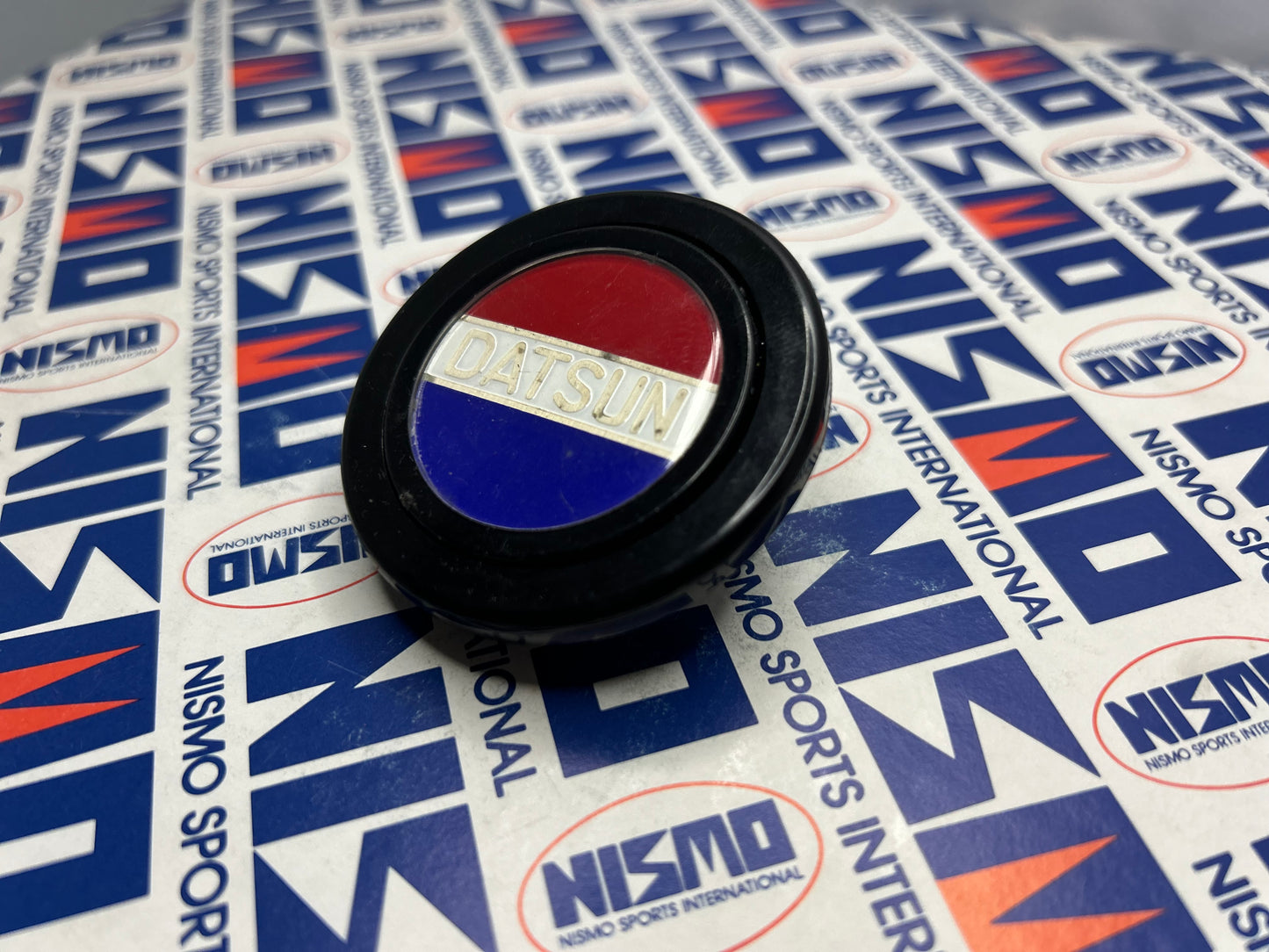 Vintage Datsun Horn Button - Blue/Red