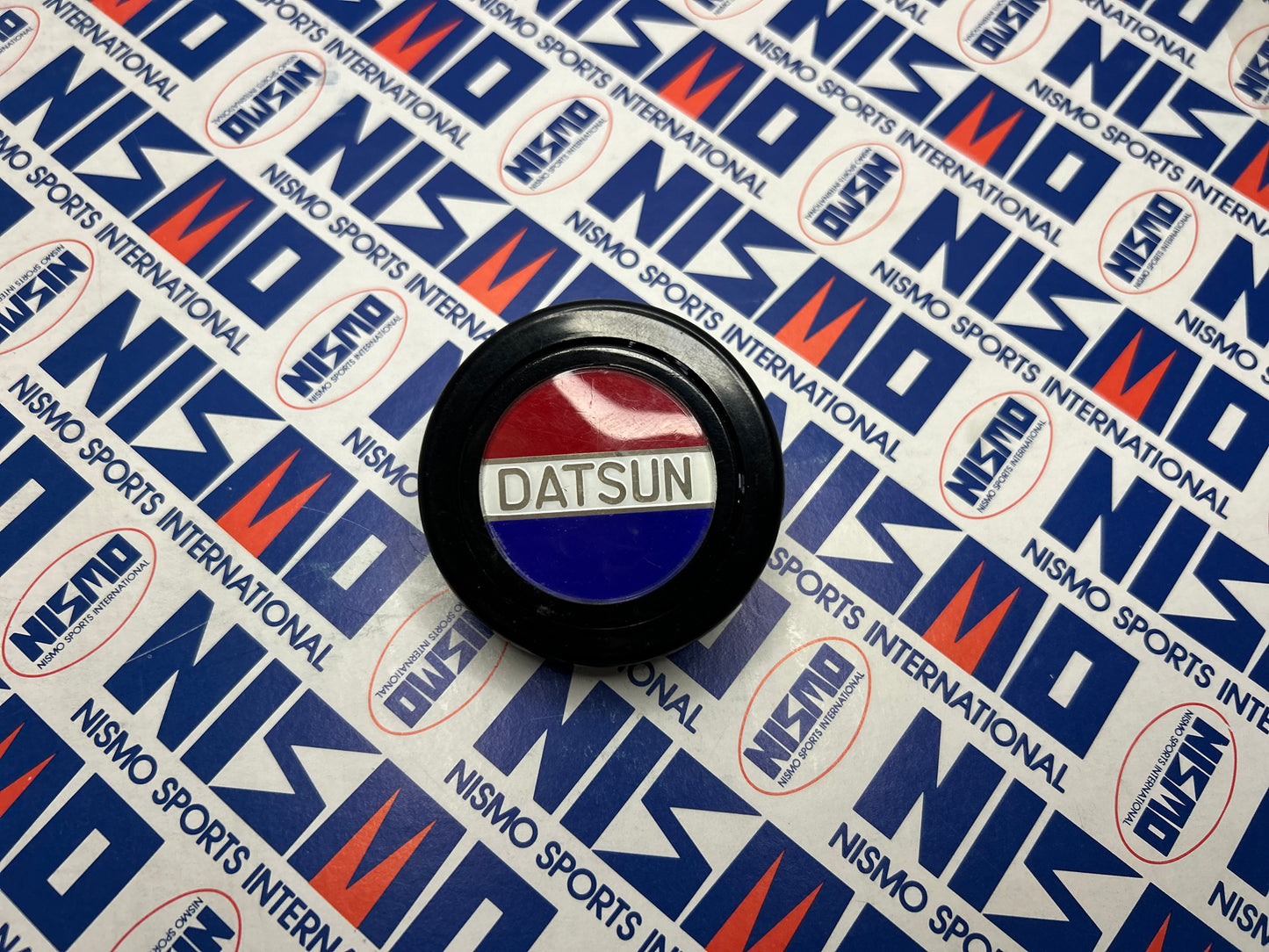 Vintage Datsun Horn Button - Blue/Red