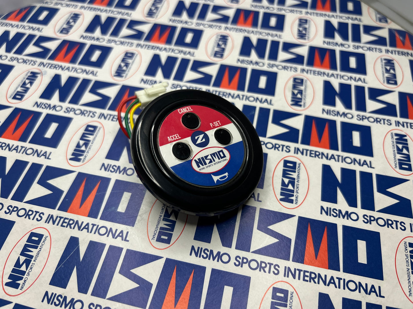 Vintage Nismo Old Logo Cruise Control Horn Button - Blue/Red