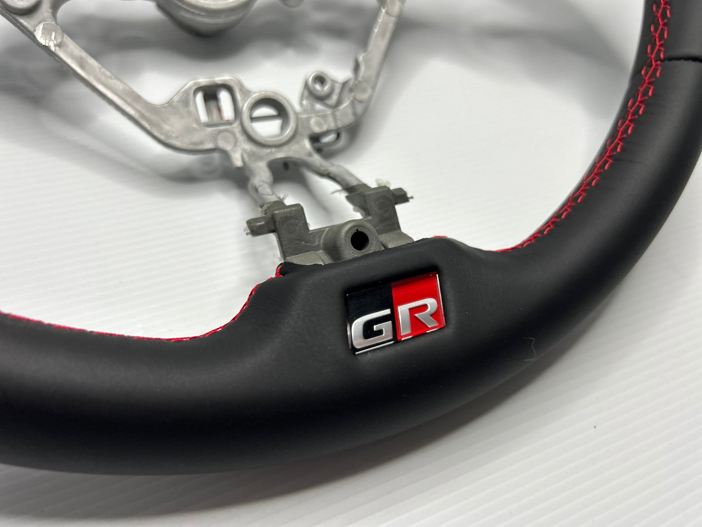 TOYOTA GR86 ZN8 Genuine Leather Steering Wheel - Black / Red Stitch