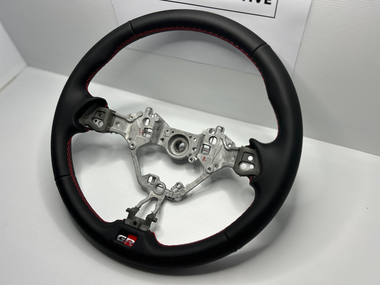 TOYOTA GR86 ZN8 Genuine Leather Steering Wheel - Black / Red Stitch