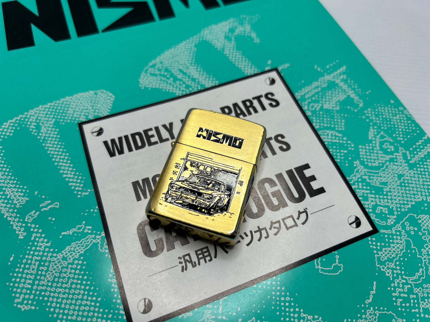 Vintage Nismo Old Logo Zippo with Leather Case