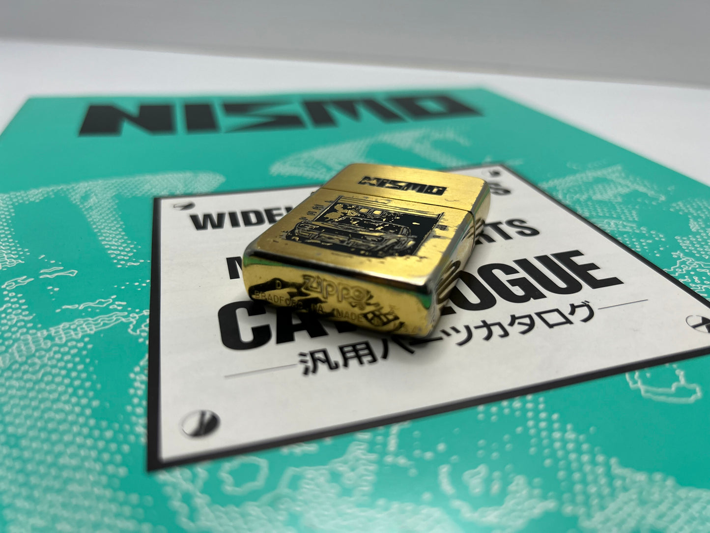 Vintage Nismo Old Logo Zippo with Leather Case