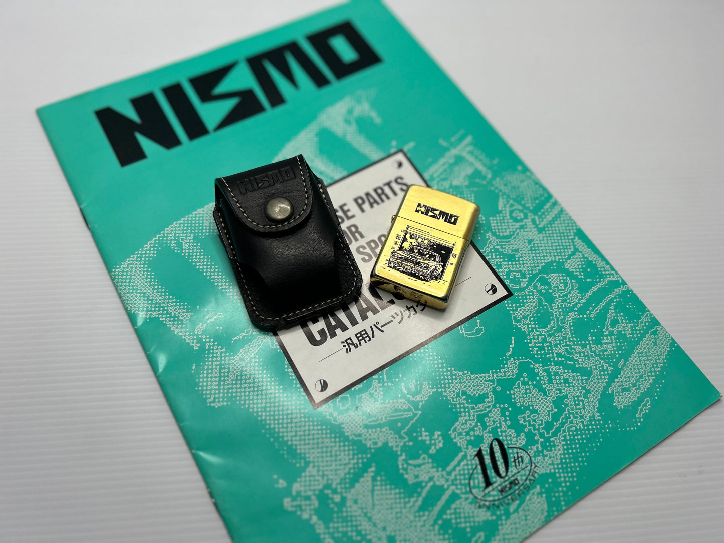 Vintage Nismo Old Logo Zippo with Leather Case