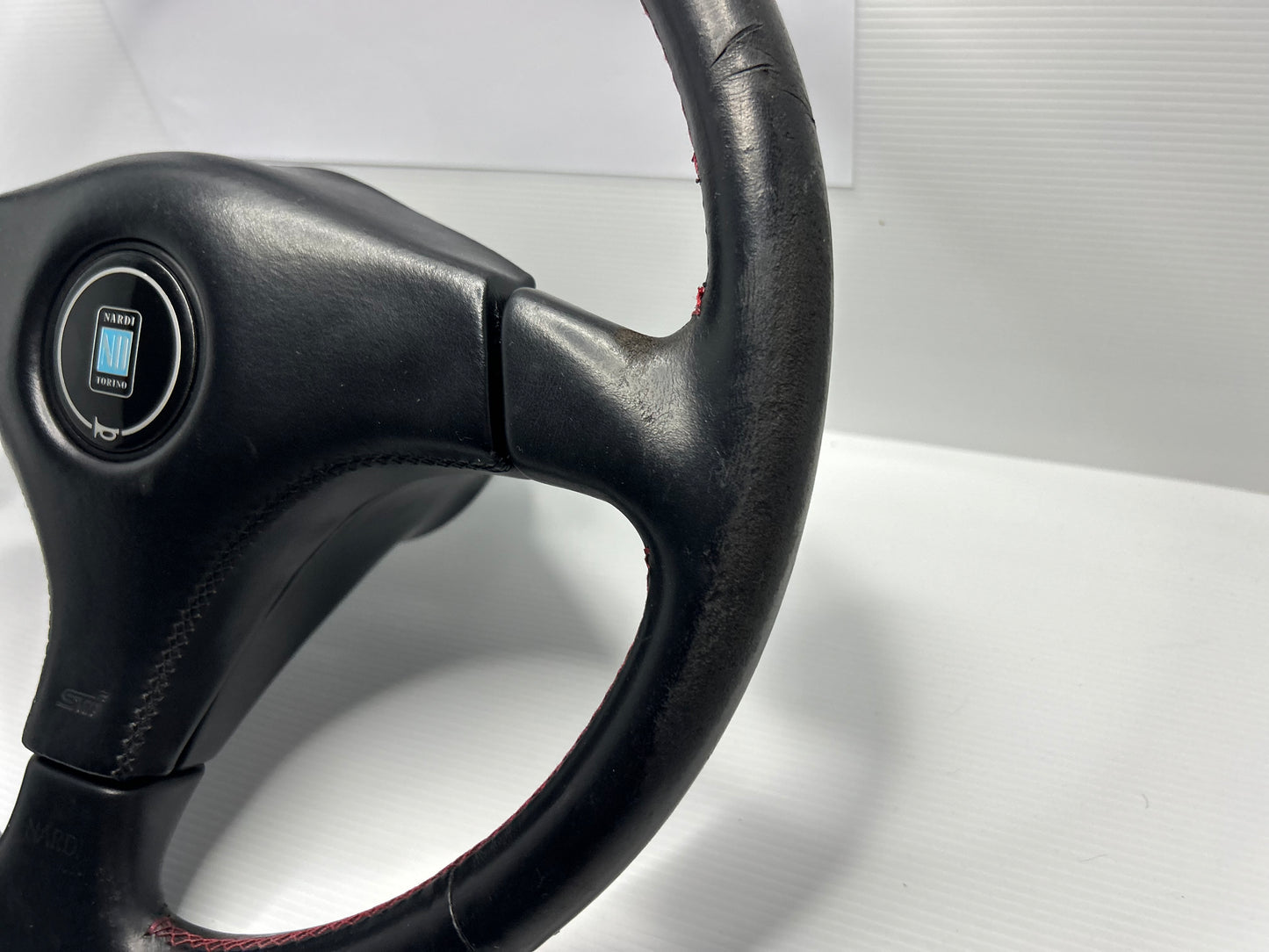 WRX GC8 Sti Nardi Leather Steering Wheel - Red Stitch