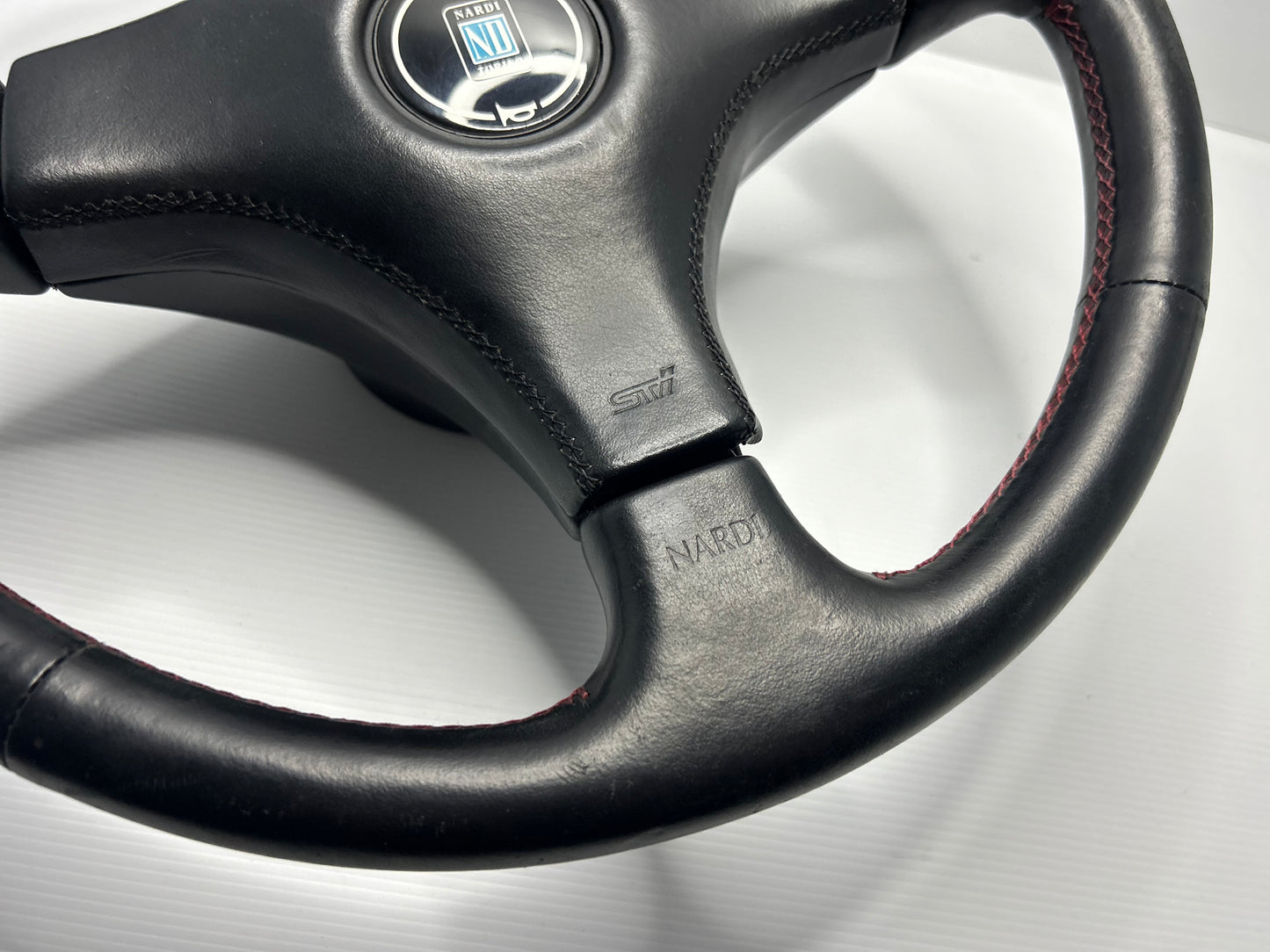 WRX GC8 Sti Nardi Leather Steering Wheel - Red Stitch
