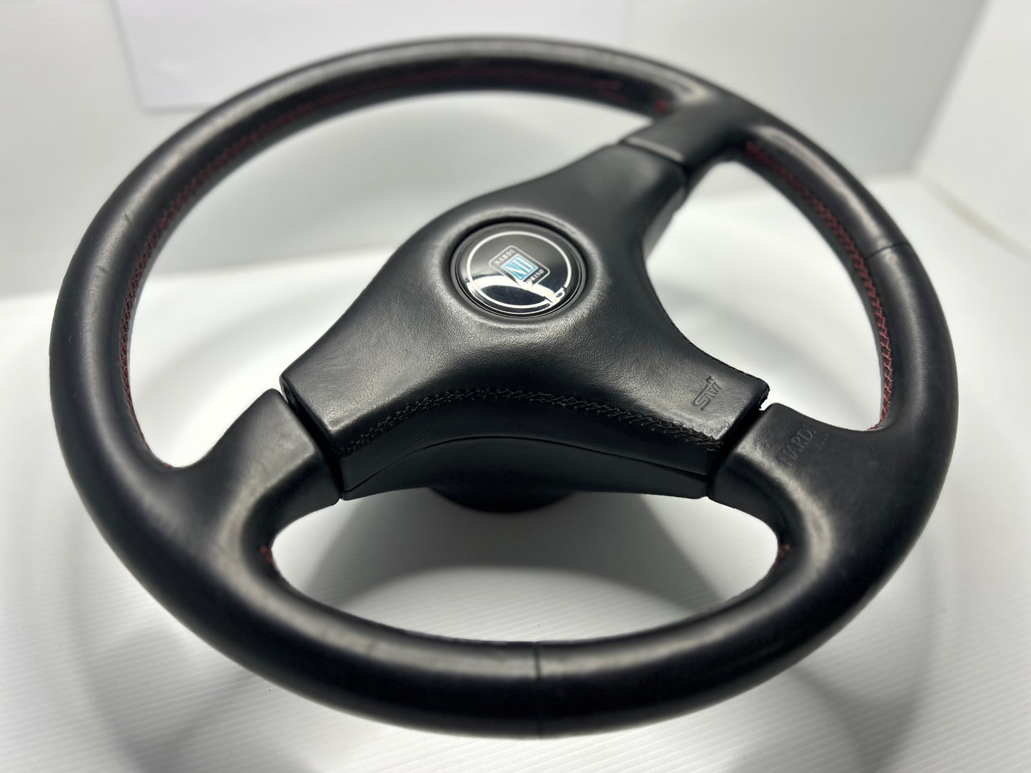 WRX GC8 Sti Nardi Leather Steering Wheel - Red Stitch