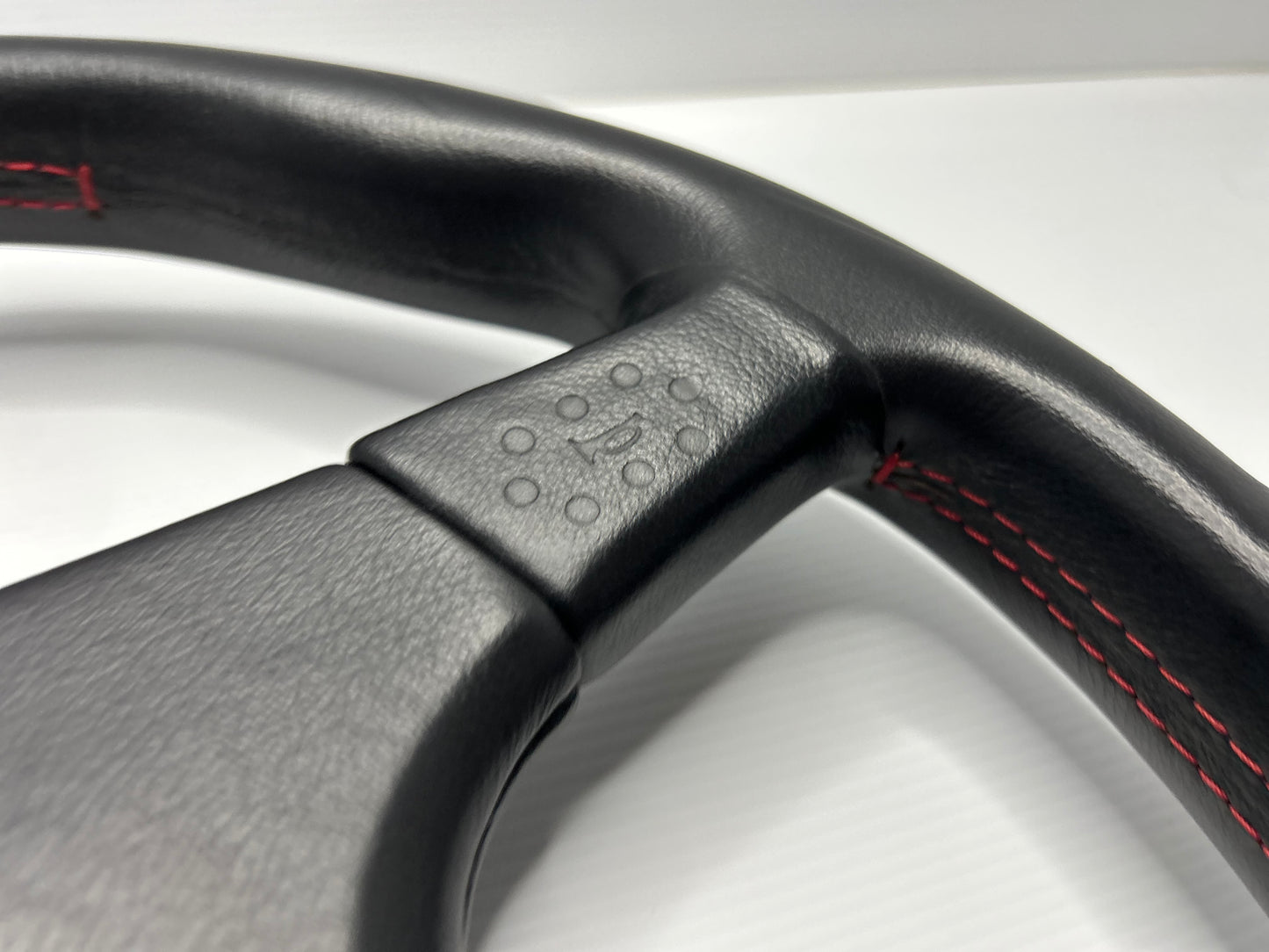 HSV Style Steering Wheel 380mm Momo Ghibli 4 Spoke - Red Stitch