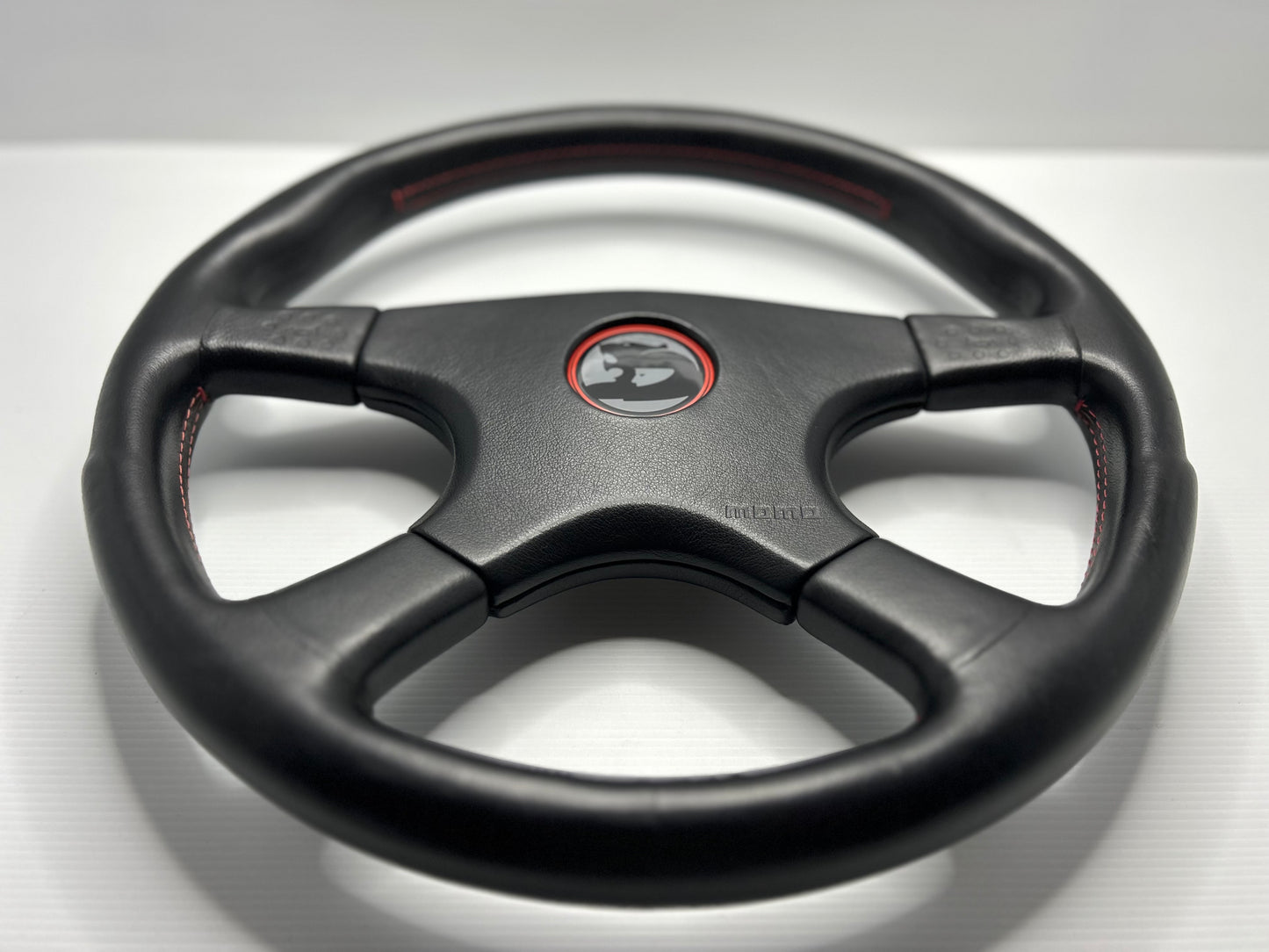 HSV Style Steering Wheel 380mm Momo Ghibli 4 Spoke - Red Stitch