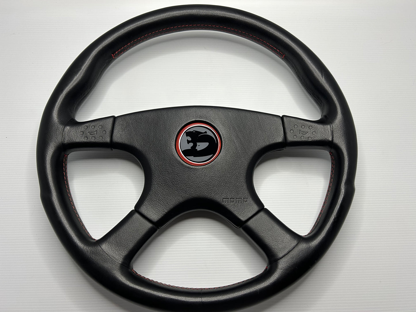HSV Style Steering Wheel 380mm Momo Ghibli 4 Spoke - Red Stitch