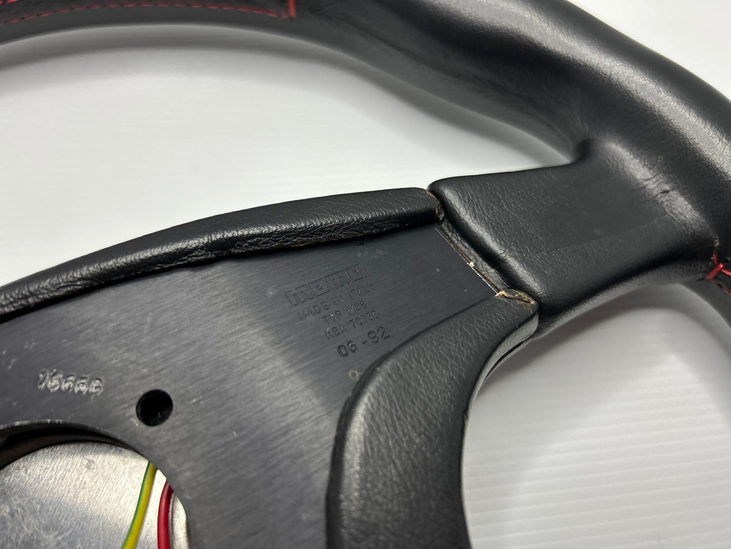HSV Style Steering Wheel 380mm Momo Ghibli 4 Spoke - Red Stitch