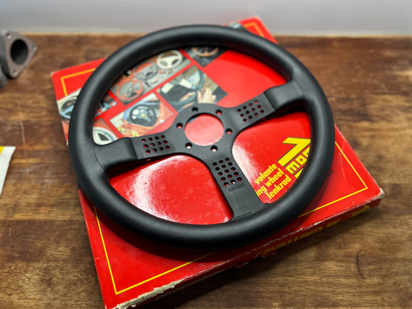 Ferrari New Old Stock Momo Cavallino 3 Leather Steering Wheel 350mm - Black