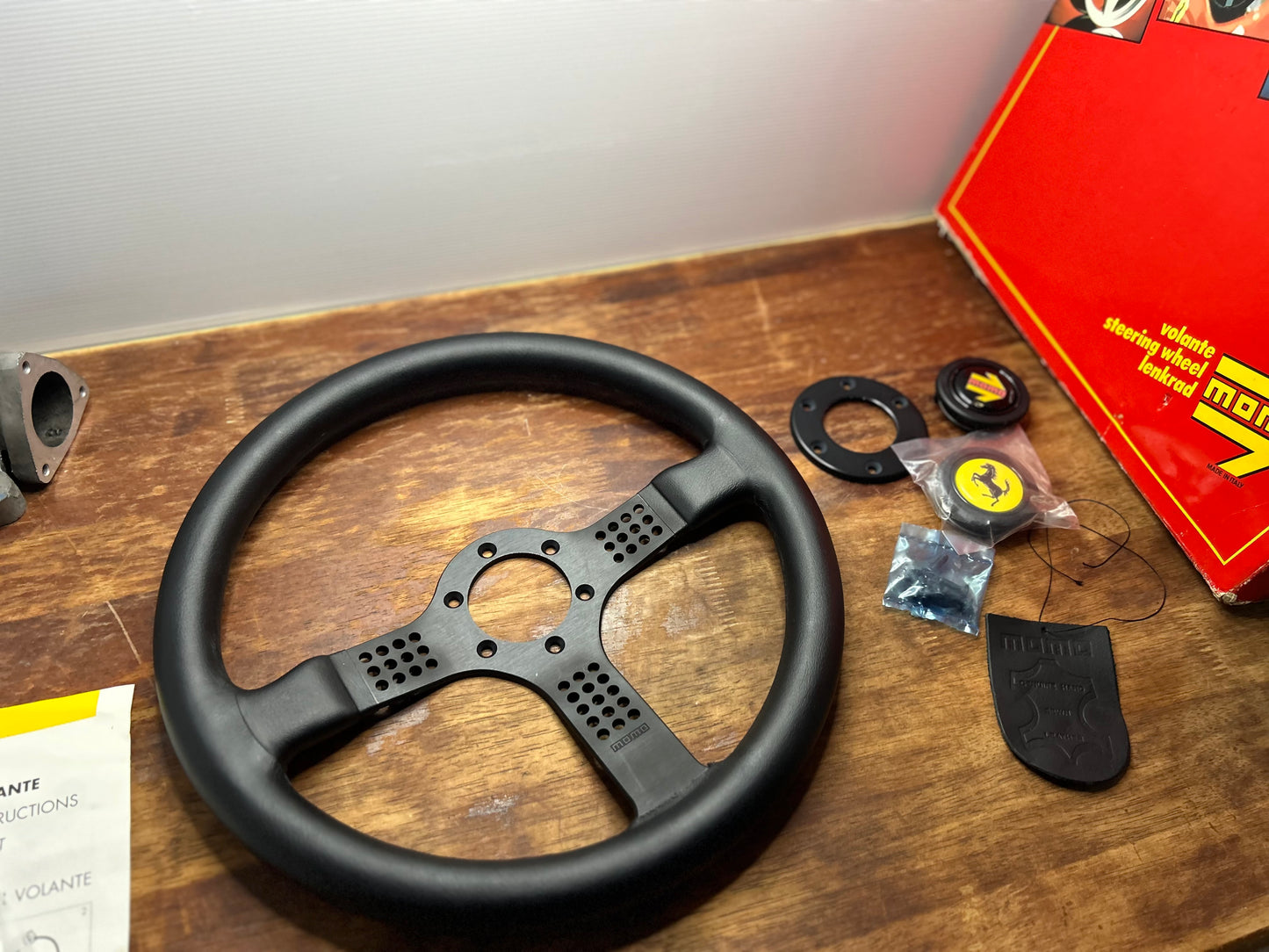 Ferrari New Old Stock Momo Cavallino 3 Leather Steering Wheel 350mm - Black