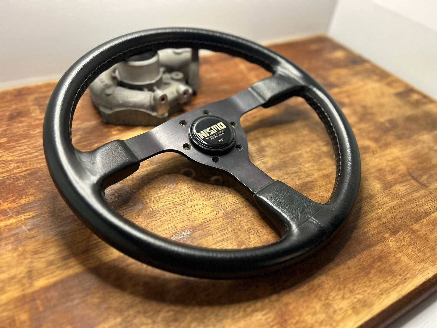 Genuine Nismo 365A Leather Steering Wheel, Horn Button - Black