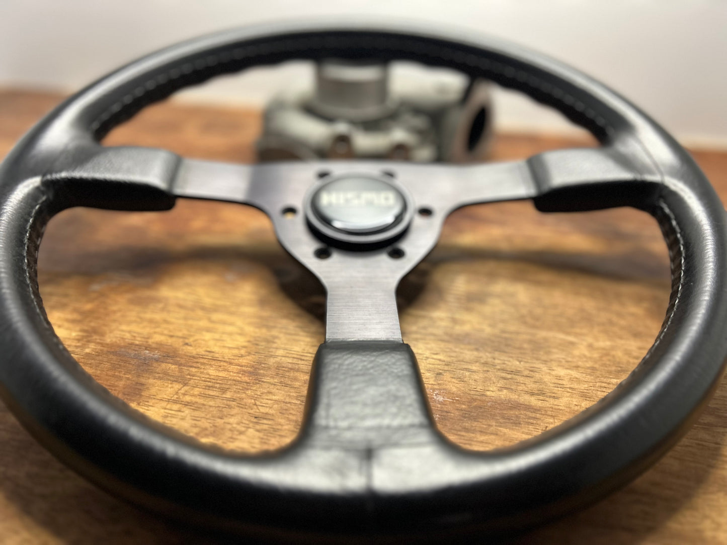 Genuine Nismo 365A Leather Steering Wheel, Horn Button - Black