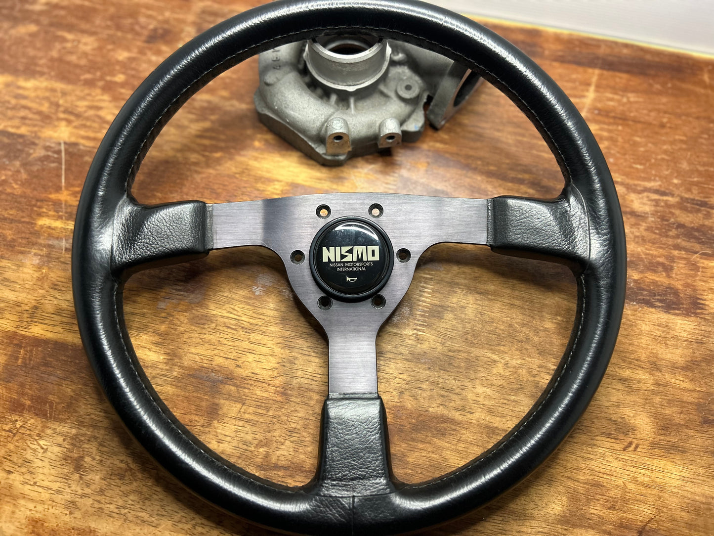 Genuine Nismo 365A Leather Steering Wheel, Horn Button - Black