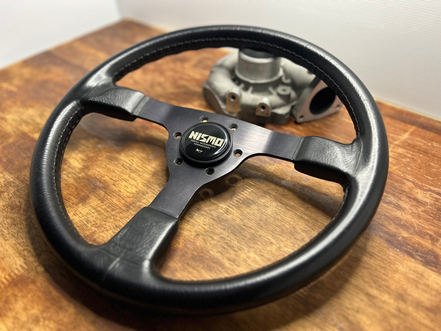Genuine Nismo 365A Leather Steering Wheel, Horn Button - Black