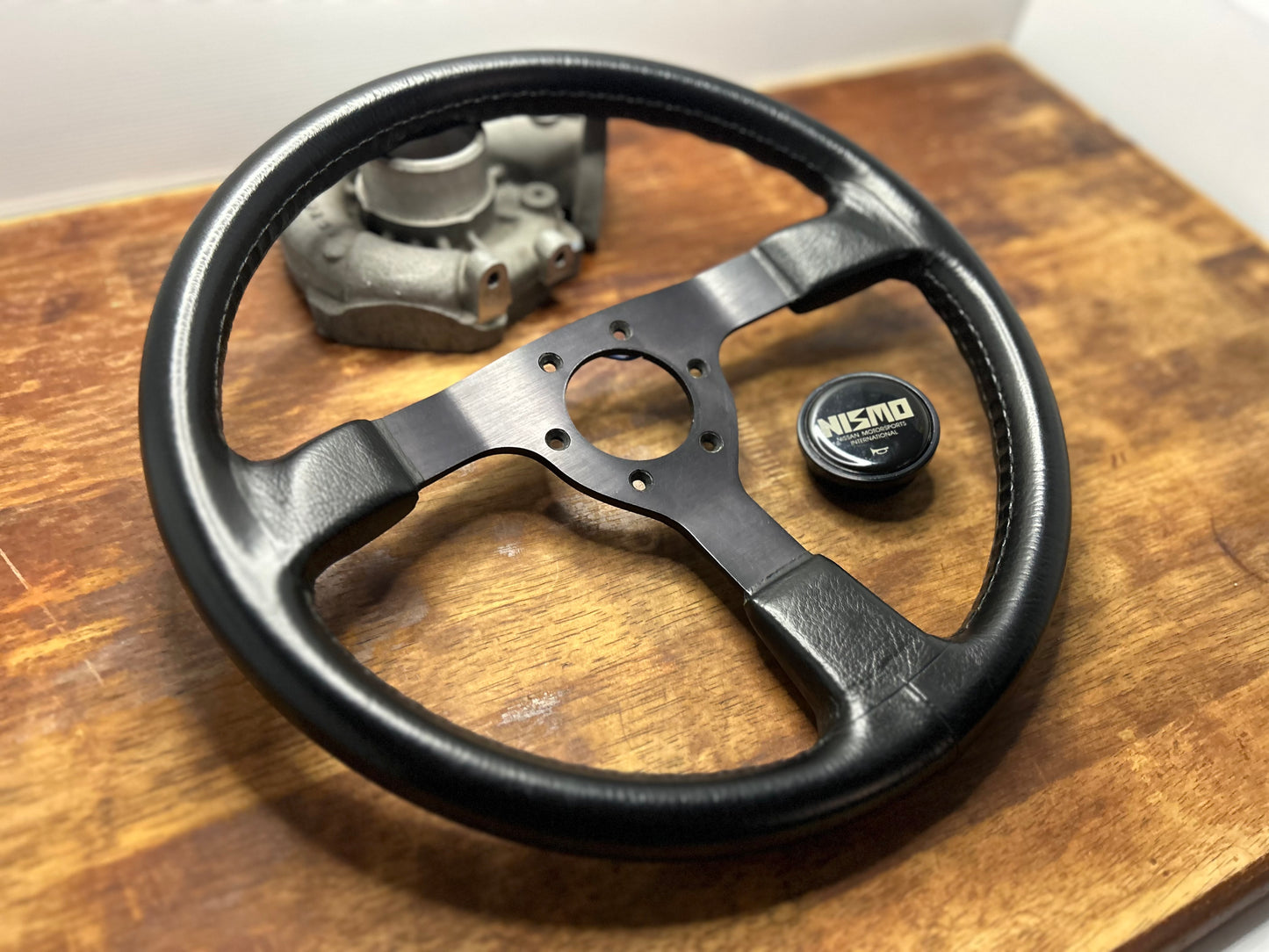 Genuine Nismo 365A Leather Steering Wheel, Horn Button - Black