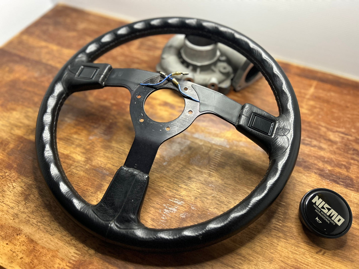 Genuine Nismo 365A Leather Steering Wheel, Horn Button - Black