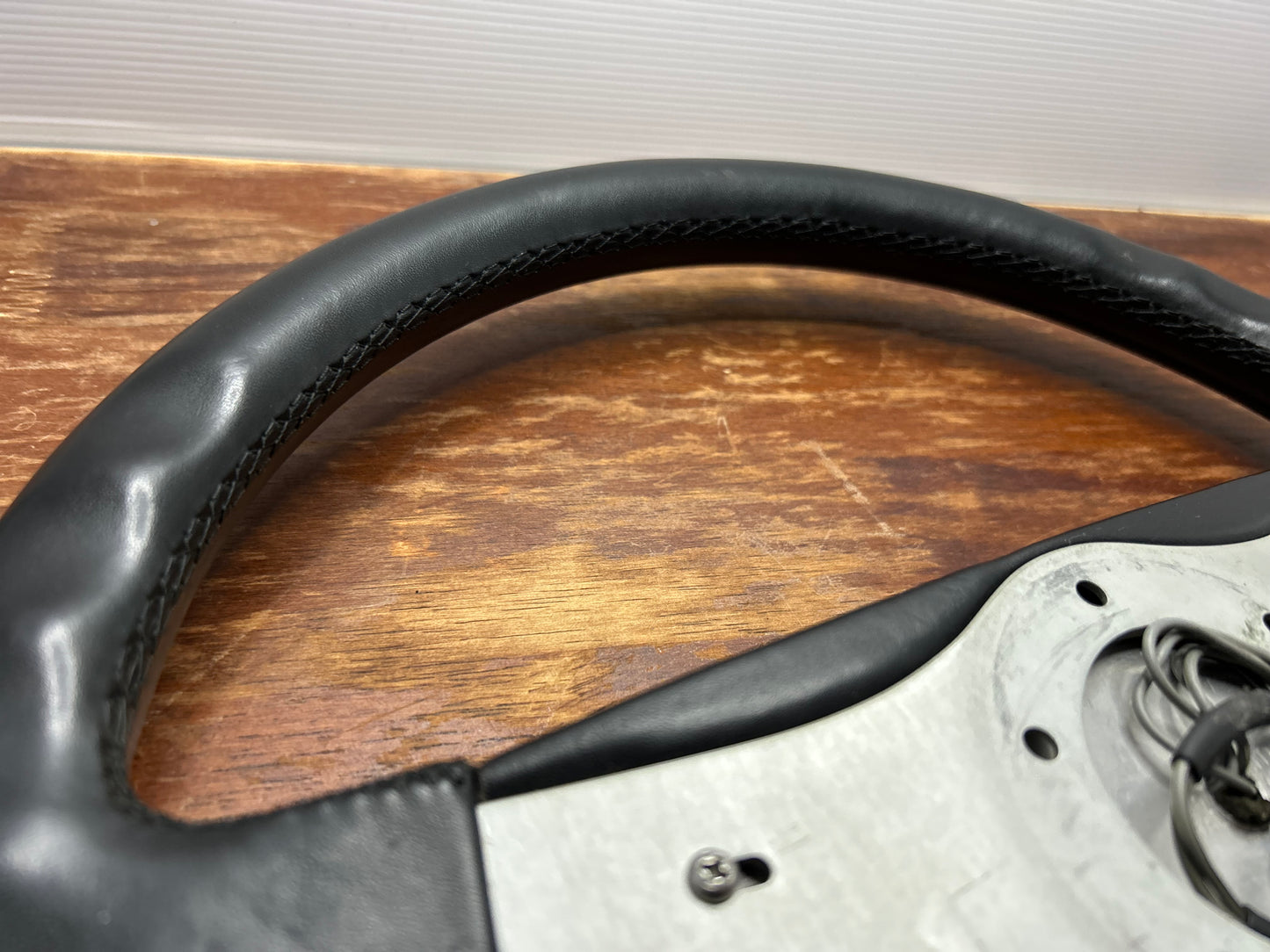 Italvolanti Prestige Leather Steering Wheel - Black / Woodgrain
