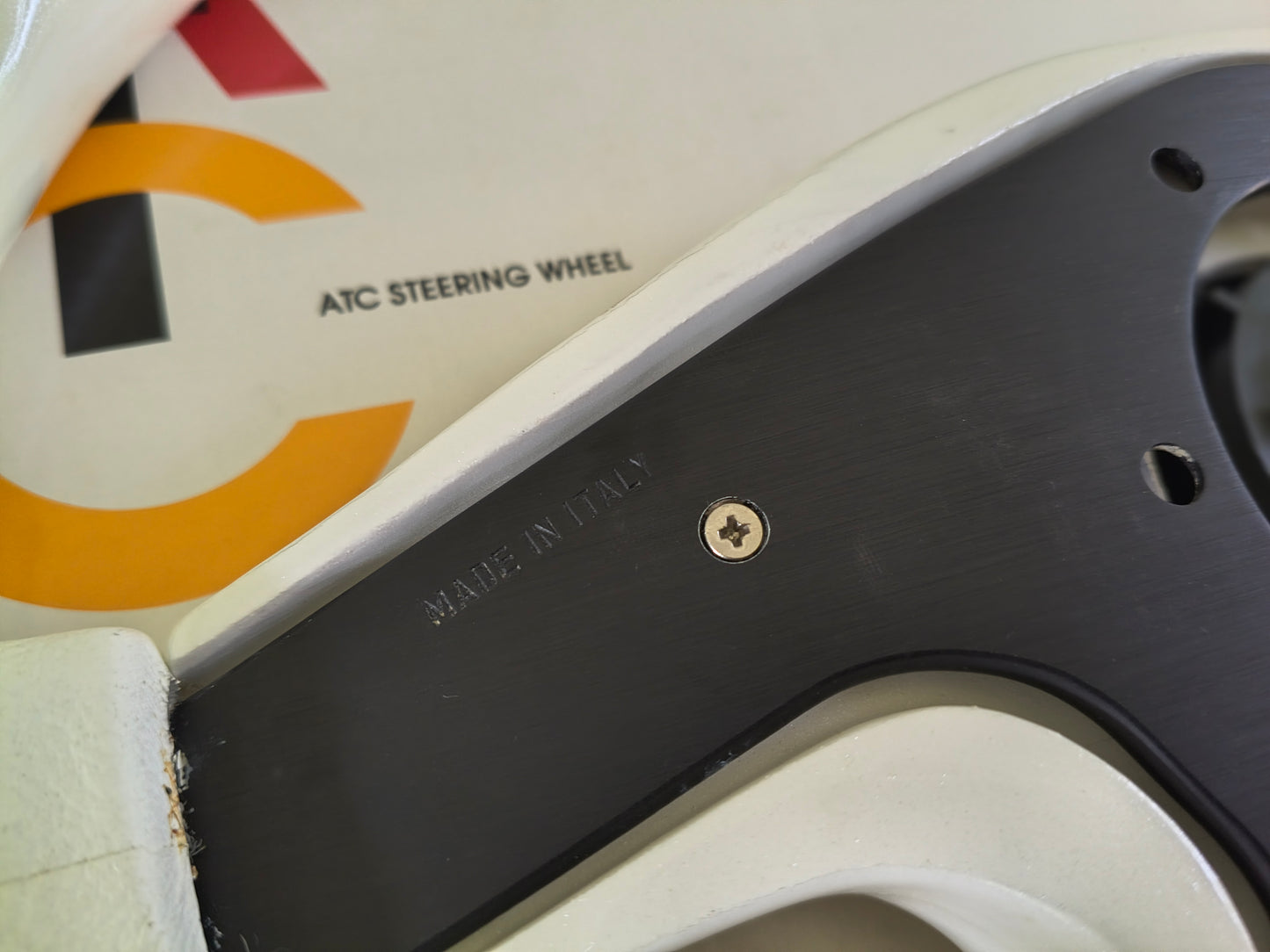 ATC Candy Max White Wood / Leather Steering Wheel 360mm - White Pearl