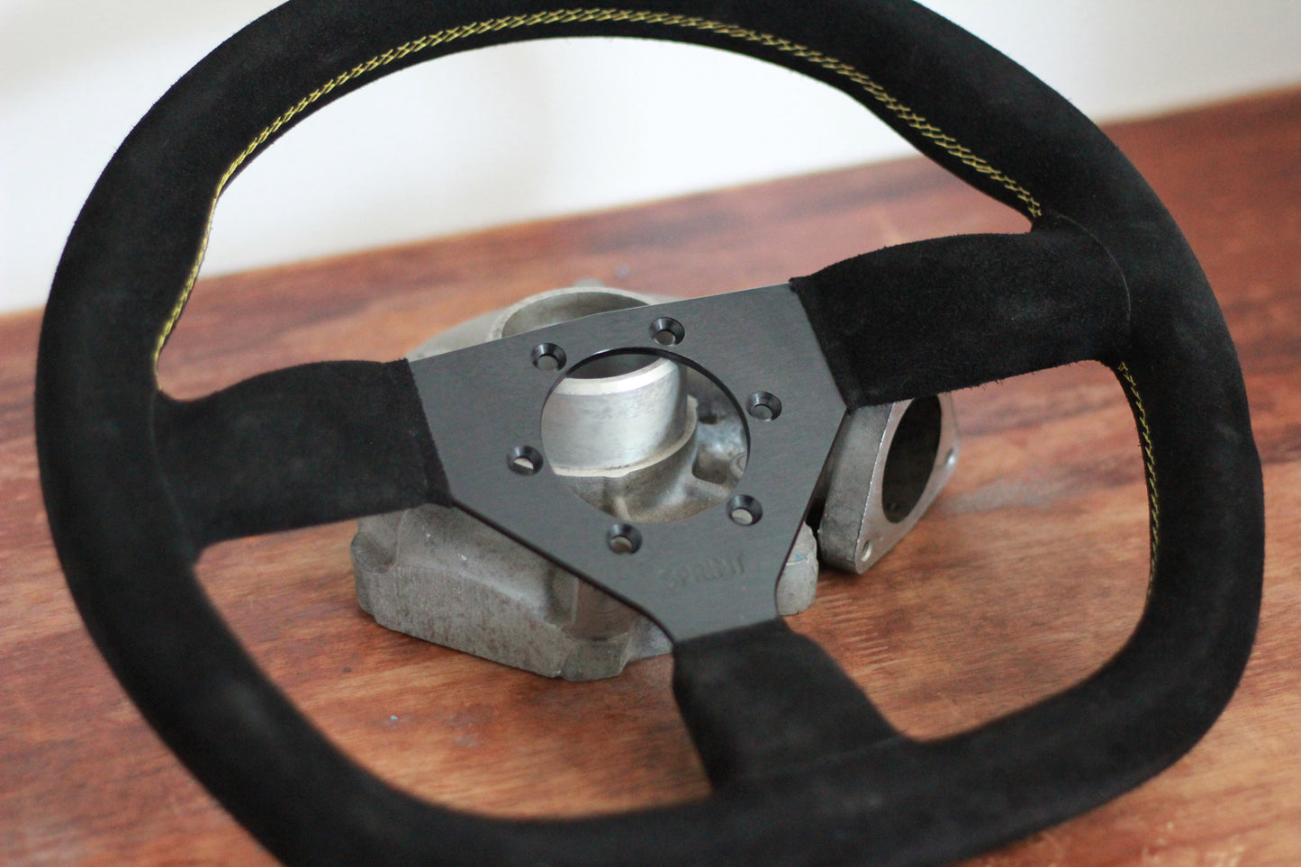 ATC Sprint Buckskin Suede Steering Wheel D Shape 350mm - Black / Yellow