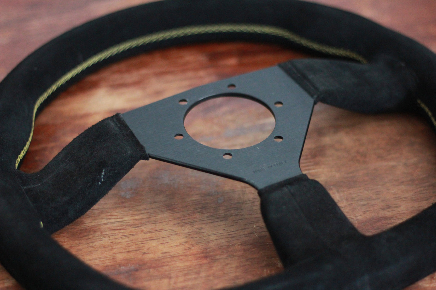 ATC Sprint Buckskin Suede Steering Wheel D Shape 350mm - Black / Yellow