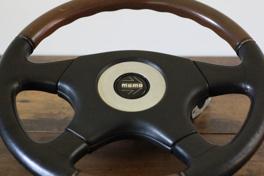 Momo Olympic 3 Leather / Mahogany Steering Wheel 360mm - Black