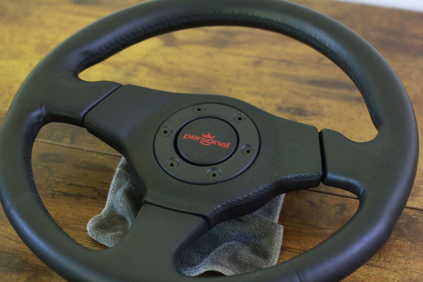 Personal Leather Steering & Wheel Horn Button - Black / Red