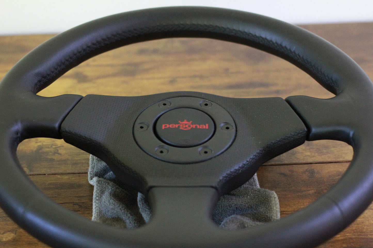 Personal Leather Steering & Wheel Horn Button - Black / Red