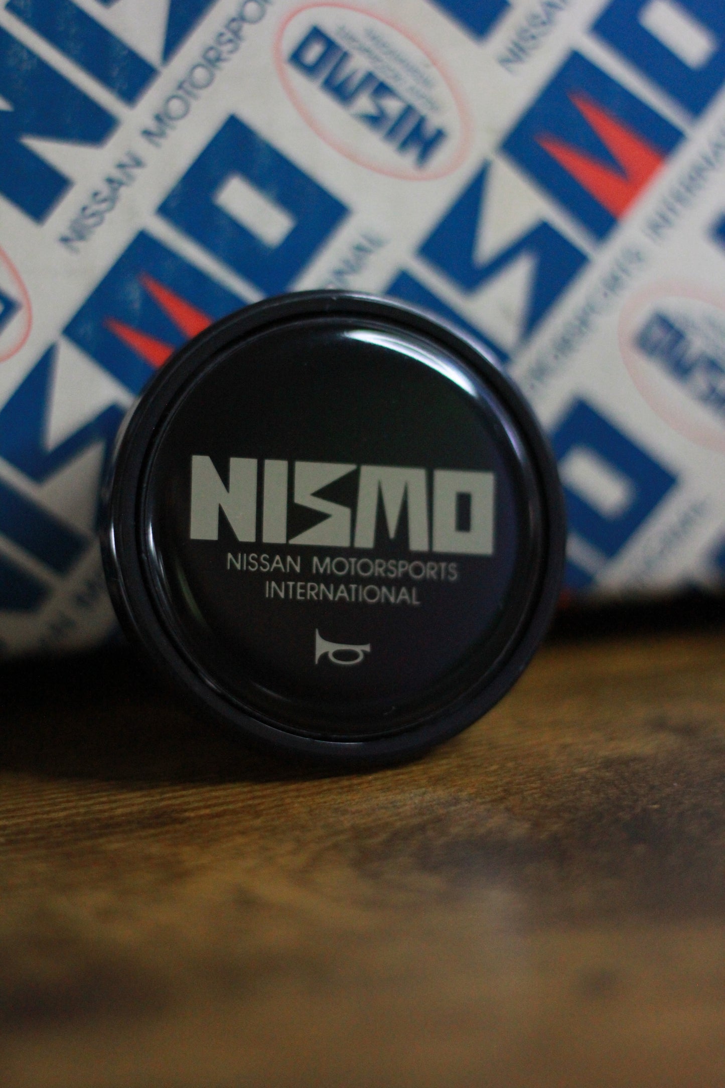 365A Nismo Old Logo Leather Steering Wheel, Horn Button & Pad - Black