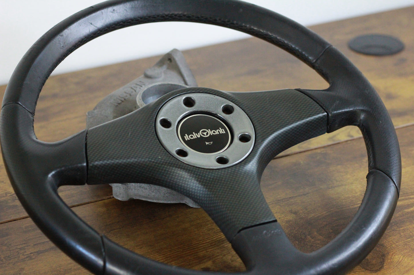 Italvolanti Leather Steering Wheel 350mm - Black / Carbon