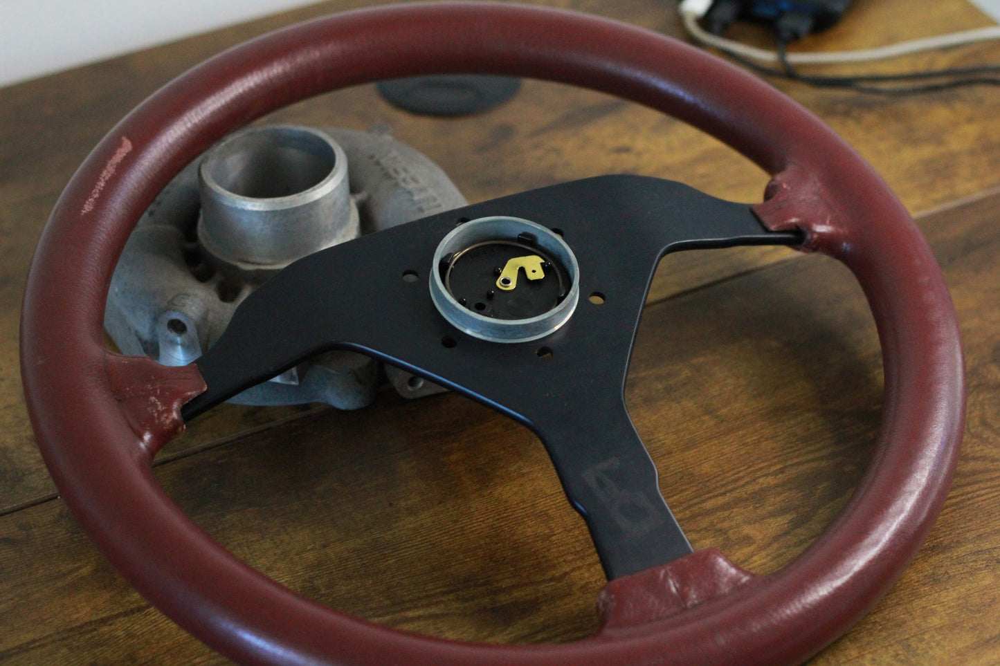 Momo 3 Spoke Steering Wheel & Horn Button - 350mm / OX Blood