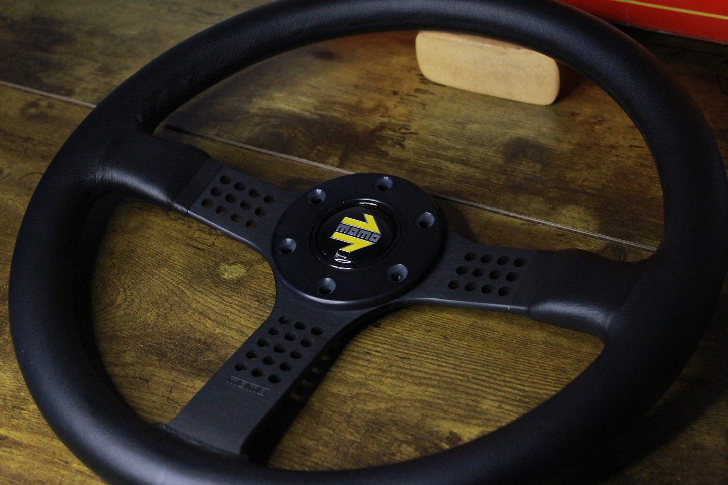 New Old Stock Momo Cavallino 3 Leather Steering Wheel 350mm - Black