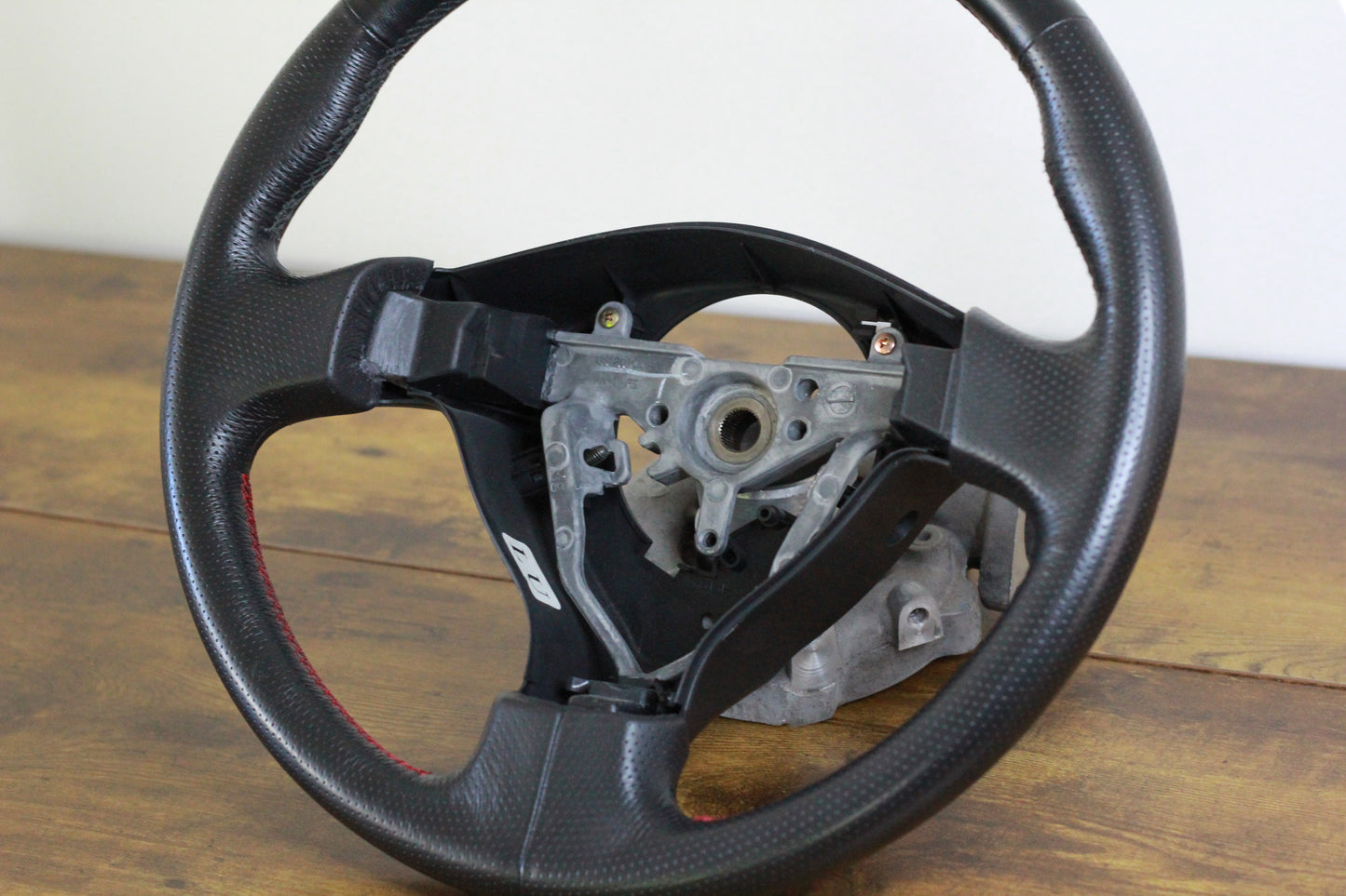 OEM GDB STi Red Stitch Leather Steering Wheel - Black / Blobeye