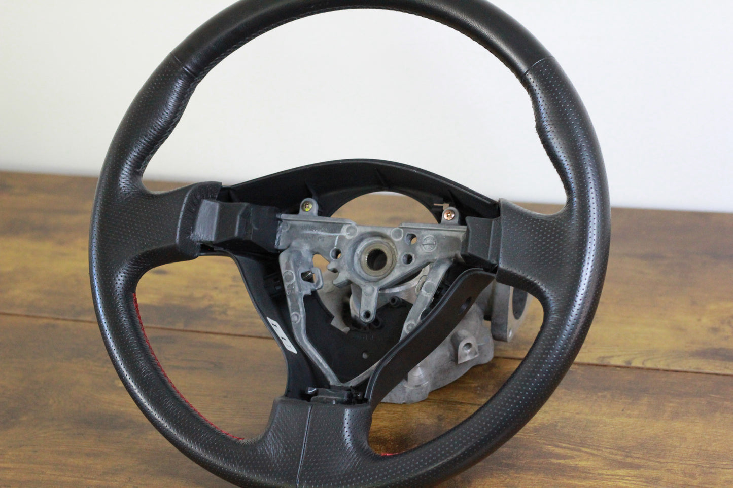 OEM GDB STi Red Stitch Leather Steering Wheel - Black / Blobeye