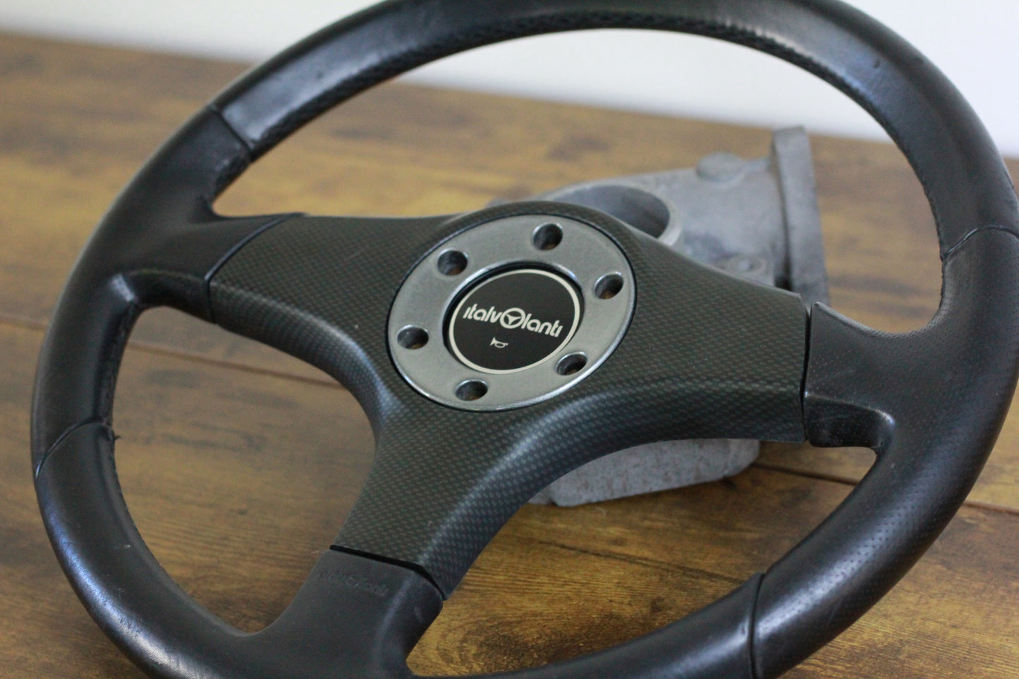 Italvolanti Leather Steering Wheel 350mm - Black / Carbon