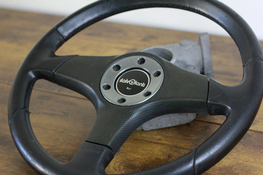 Italvolanti Leather Steering Wheel 350mm - Black / Carbon