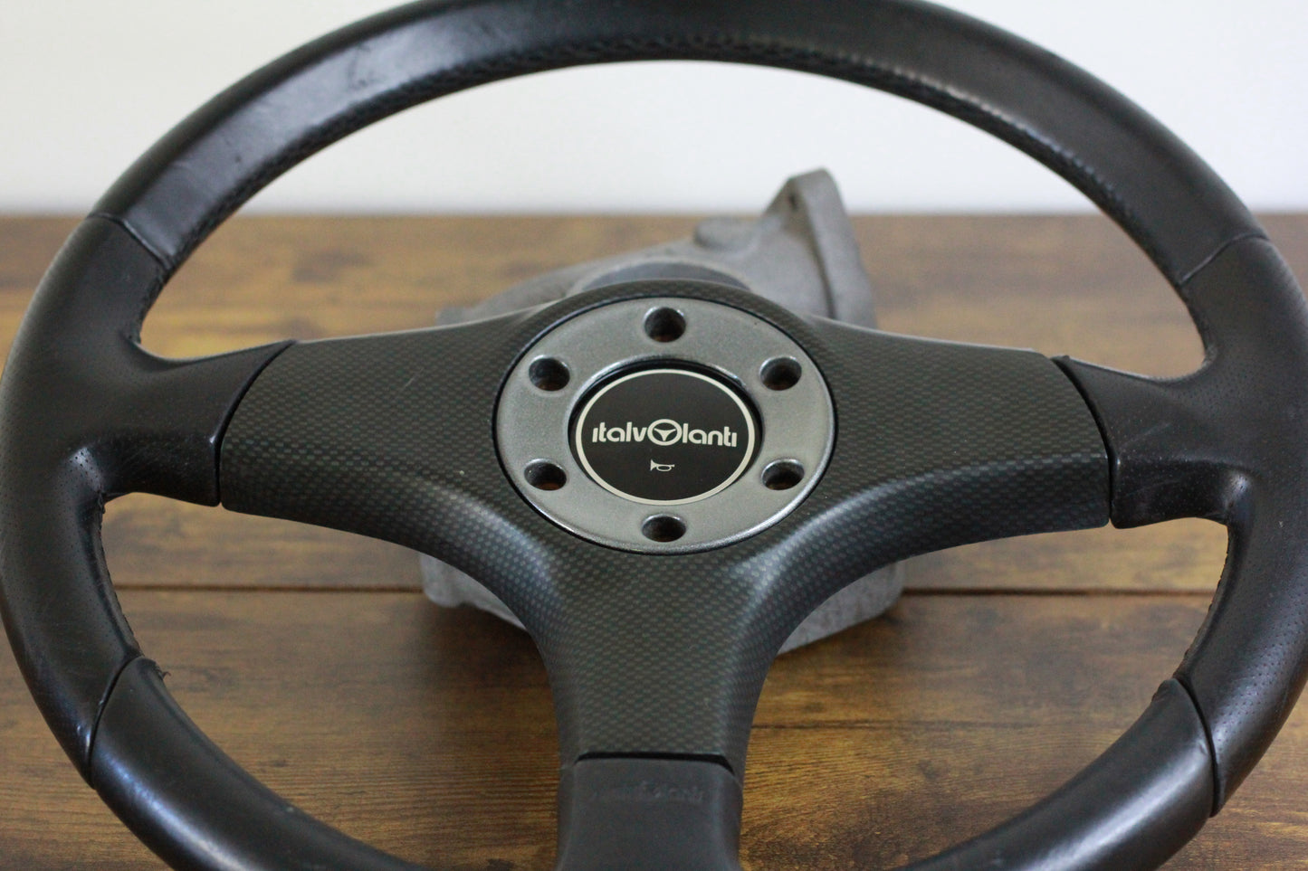 Italvolanti Leather Steering Wheel 350mm - Black / Carbon