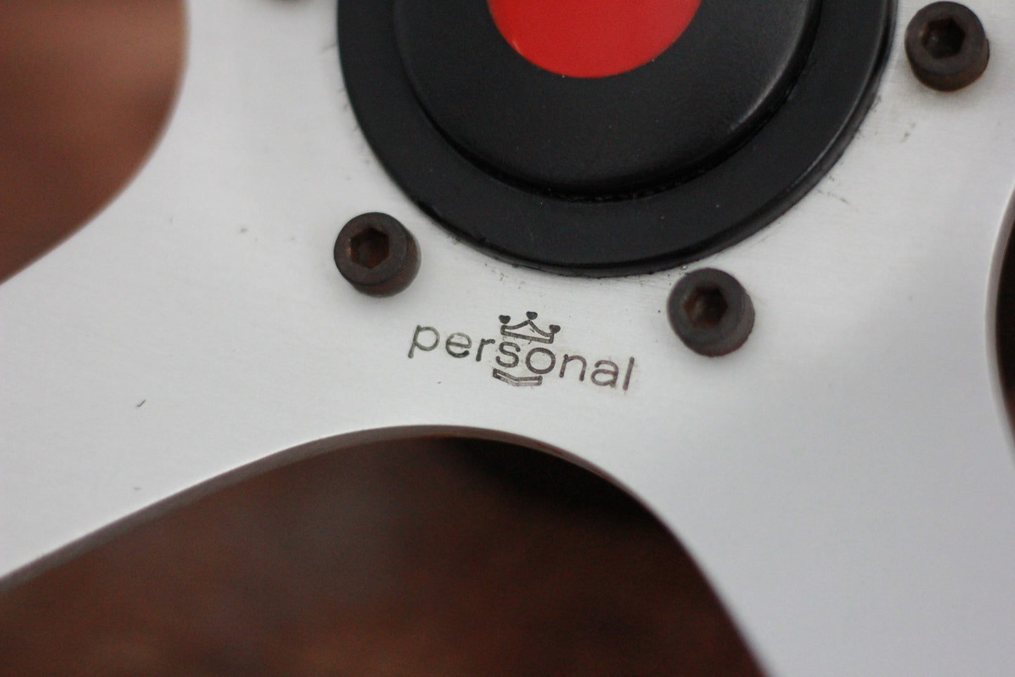 Personal Wood Steering & Wheel Horn Button - Silver / Red