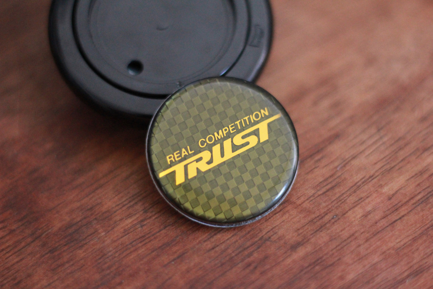 Genuine Vintage Trust Horn Button - Black / Gold