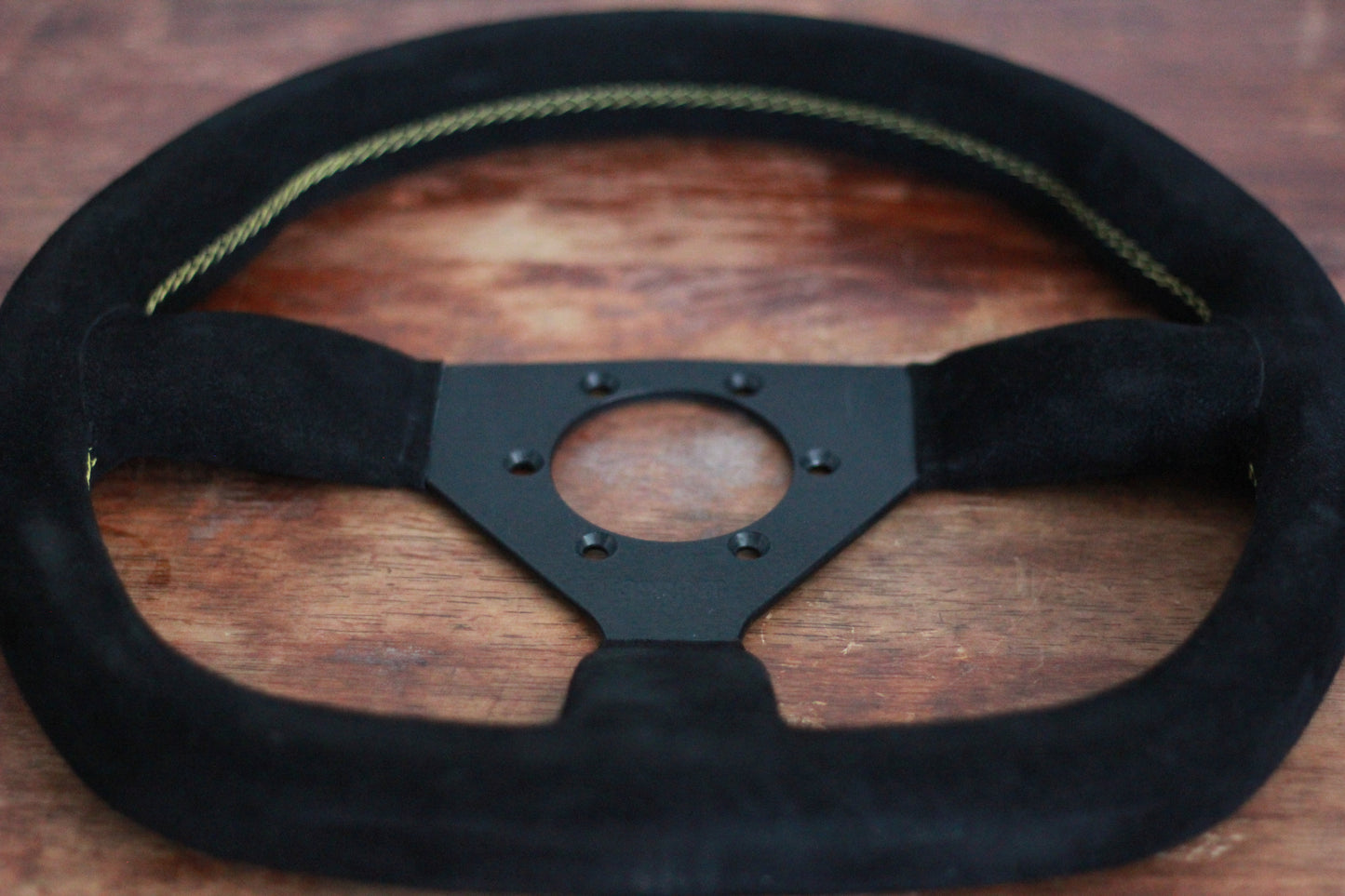 ATC Sprint Buckskin Suede Steering Wheel D Shape 350mm - Black / Yellow