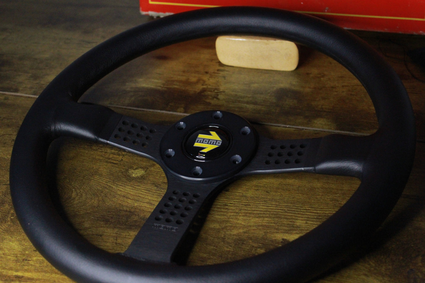 New Old Stock Momo Cavallino 3 Leather Steering Wheel 350mm - Black