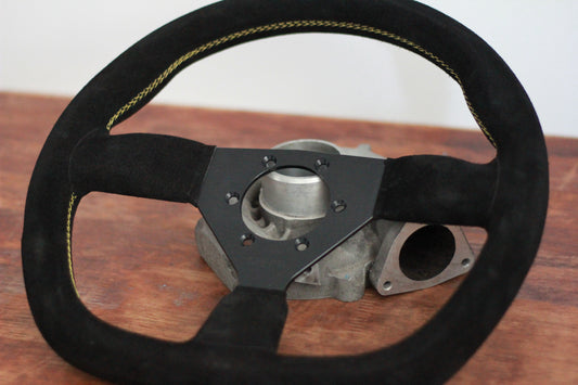 ATC Sprint Buckskin Suede Steering Wheel D Shape 350mm - Black / Yellow
