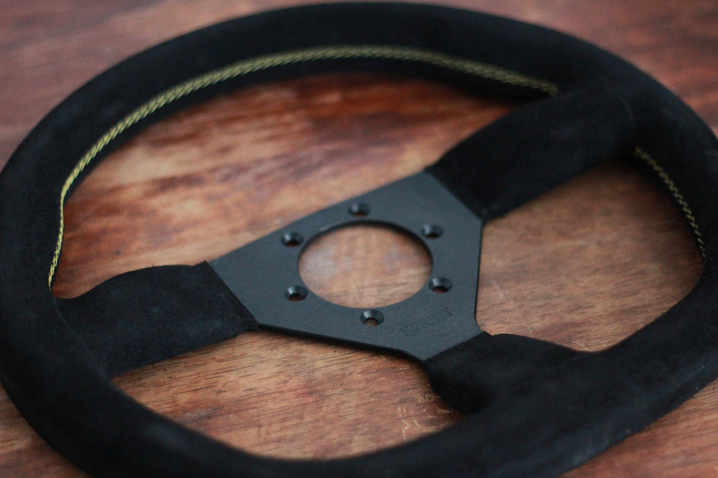 ATC Sprint Buckskin Suede Steering Wheel D Shape 350mm - Black / Yellow